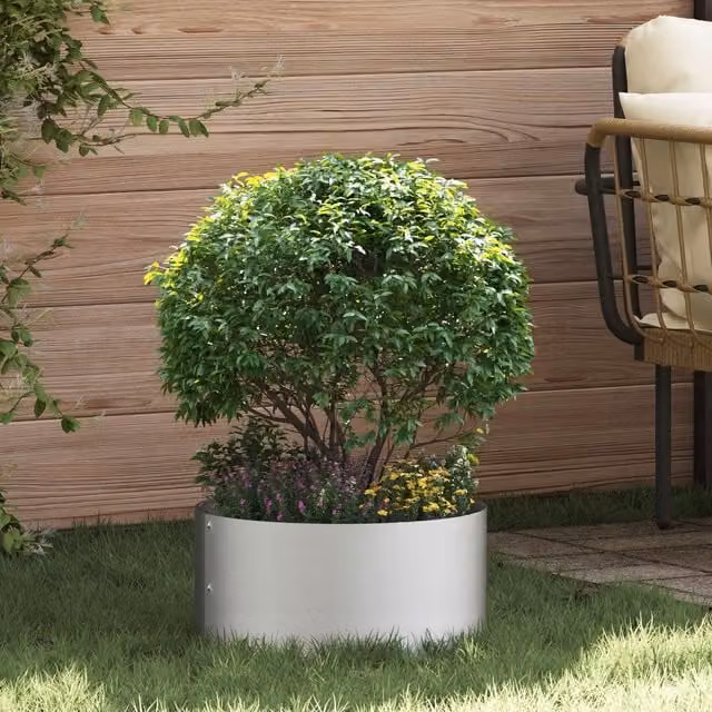 Berkfield Home Stainless Steel Planter Set in Silver, Diameter: 40 cm