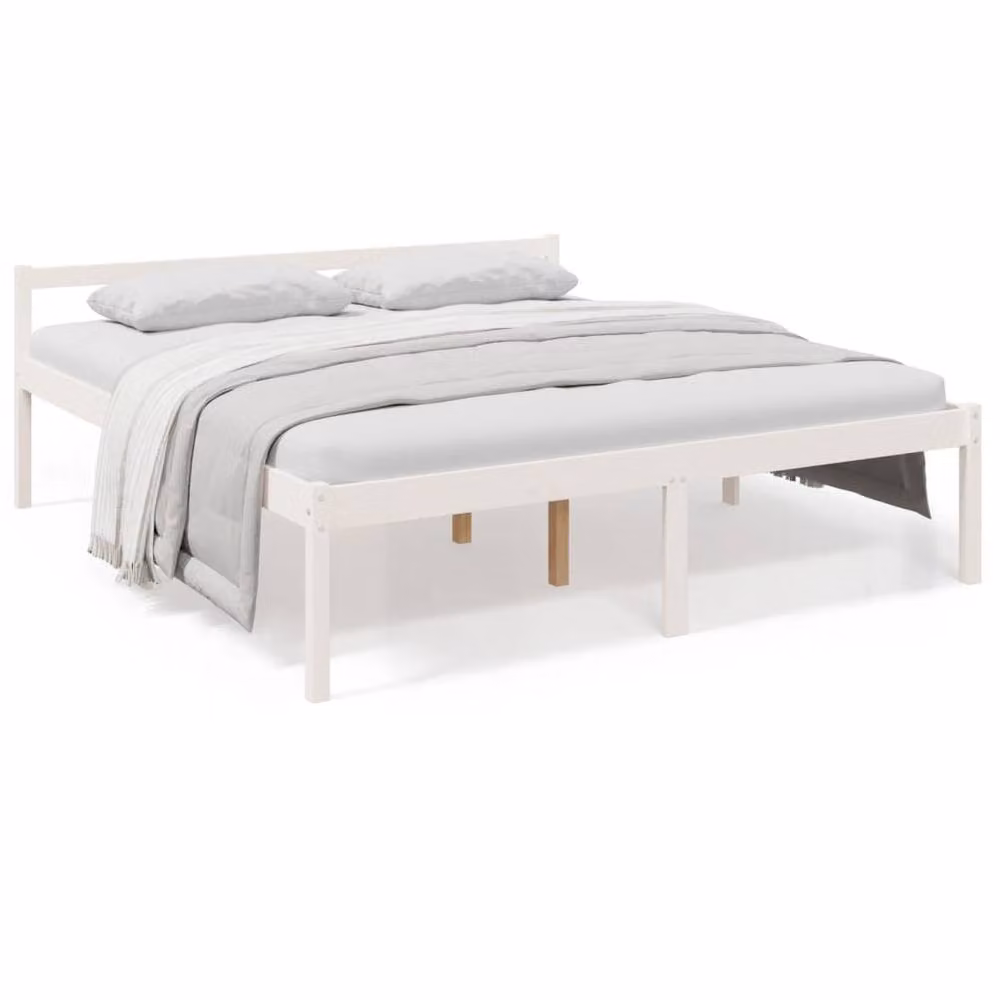 Berkfield Home Super King Size Solid Wood Pine Bed Frame, White, 180 x 200 cm – 2