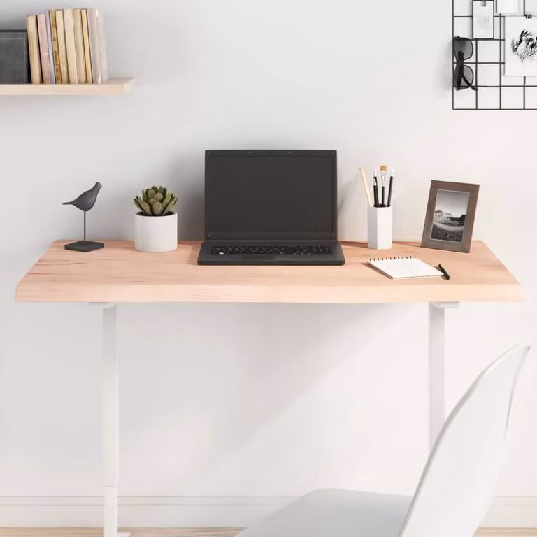 Berkfield Home Table Top in Light Oak Untreated Solid Wood W: 100 cm, D: 60 cm