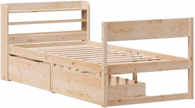 Berkfield Home Small Single Solid Wood Pine Bed Frame in Light Brown, W/D/H: 75 x 190 cm