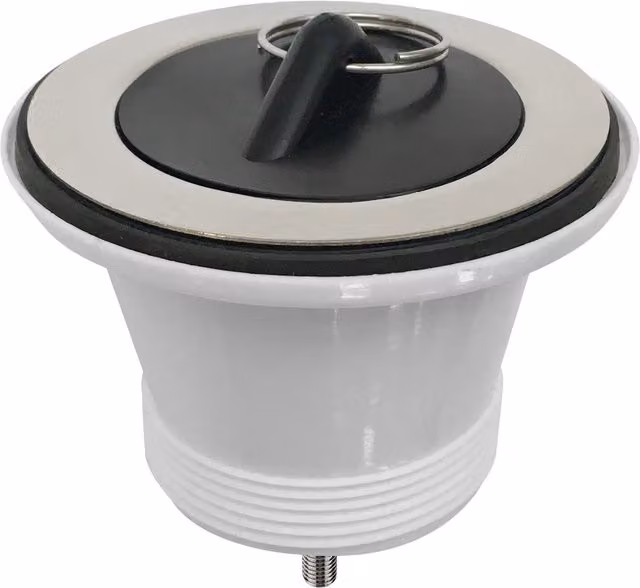 Balterley Chrome Sink Waste with Black Stopper Plug and 2 inch Connection, W/D/H: 8.5 x 8.5 x 5.5 cm
