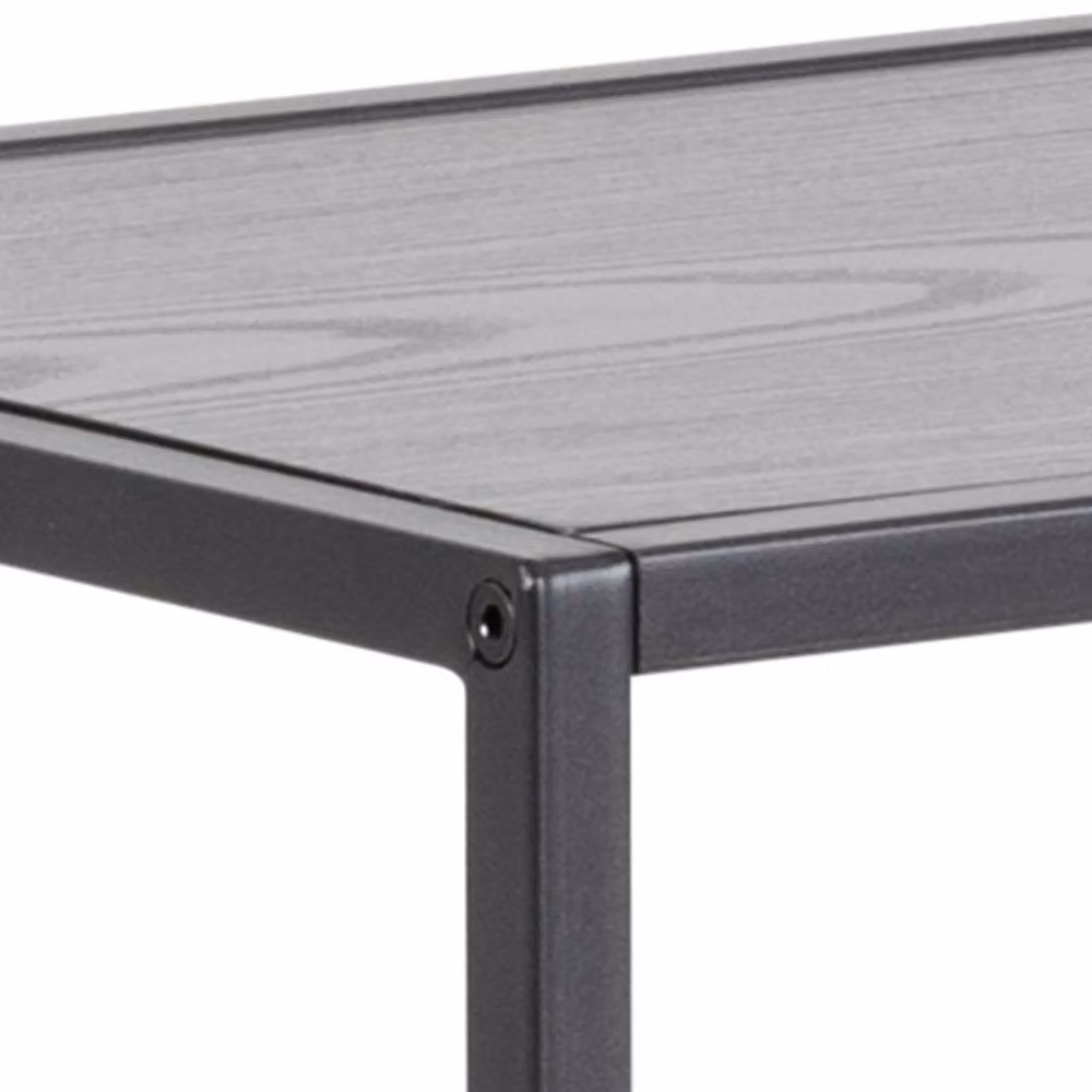 Wyld Haus El Paso Console Table with Matte Black Metal Frame and 2 Ash Black Shelves – 3