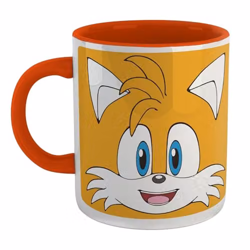 Zavvi Sonic The Hedgehog Tails Face Ceramic Mug in Orange and Multicolour