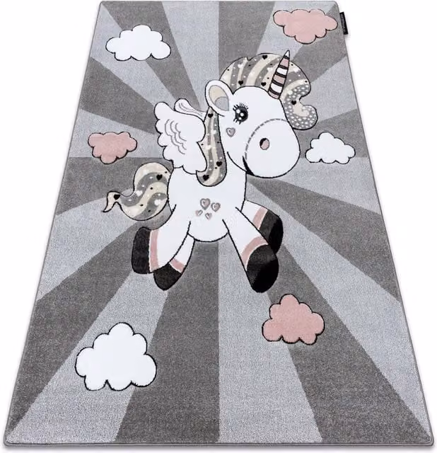 RugsX Petit Grey Kids Motif Rectangular Rug, W: 80 cm, L: 150 cm