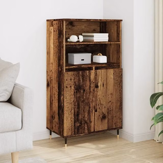 Berkfield Home Old Wood Highboard in Brown, W/D/H: 60 x 36 x 110 cm – 1