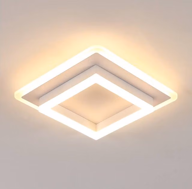 Pheashine White Square Acrylic LED Ceiling Light, 30W, 3000K Warm White, 30cm