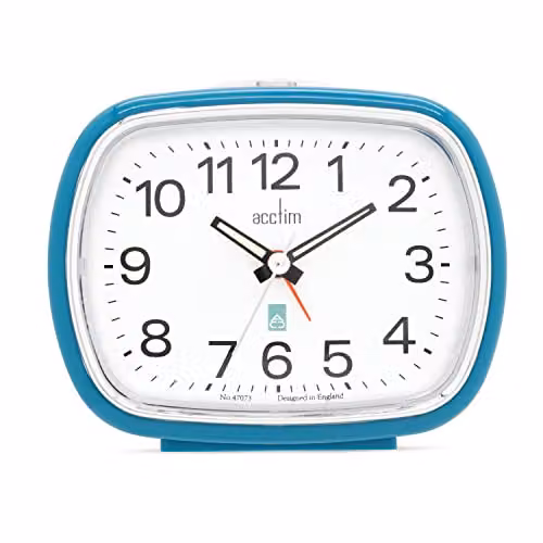 Acctim Camille Analogue Quartz Alarm Clock with Luminous Hands and Snooze Function in Blue or Green – 1