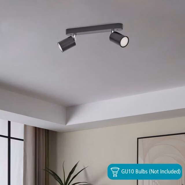 Eglo Reciso-E Black Steel 2-Light Modern Ceiling Spotlight