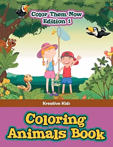 Kreative Kids Colouring Animals Book - Colour Them Now Edition 1, Multicolour, W: 27.94 cm, H: 27.94 cm