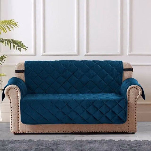 Velosso Matte Velvet 2 Seater Sofa Protector in Petrol Blue
