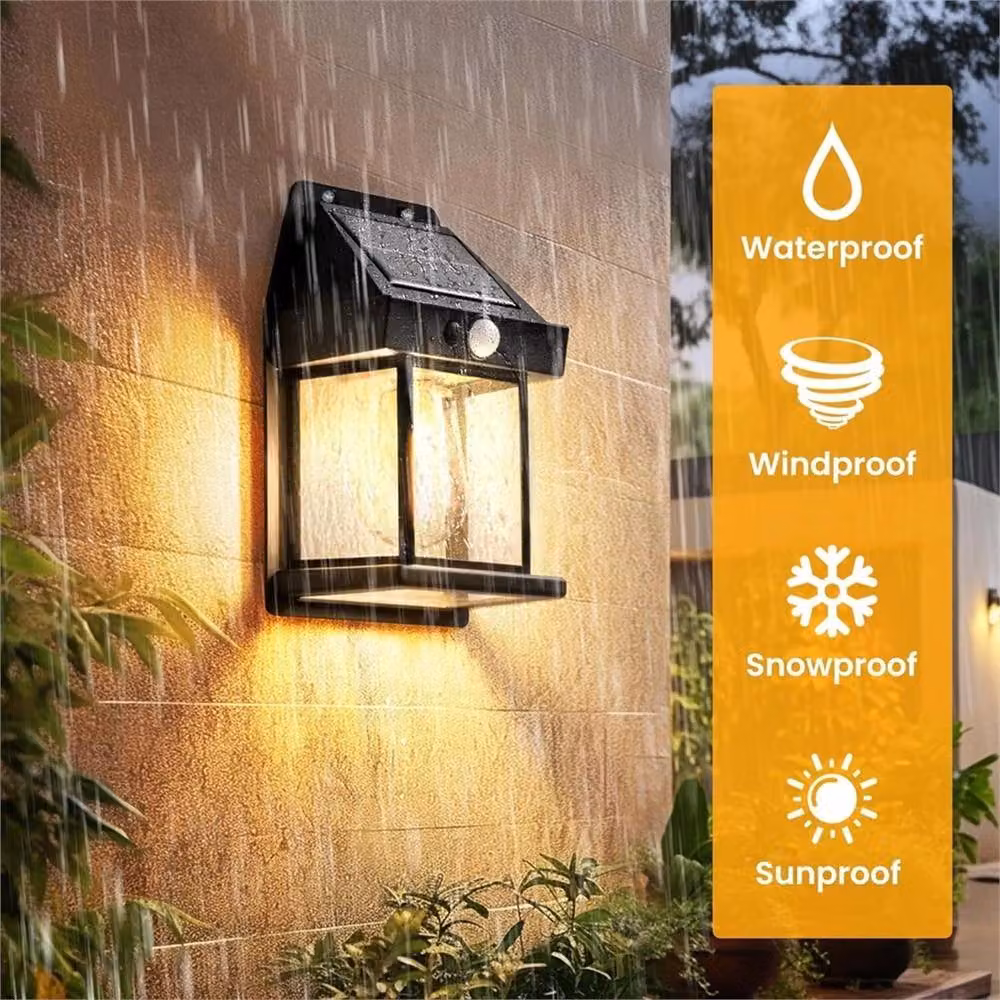Nordara Black Solar Powered Wall Lantern with PIR Motion Sensor for Garden and Terrace – 4