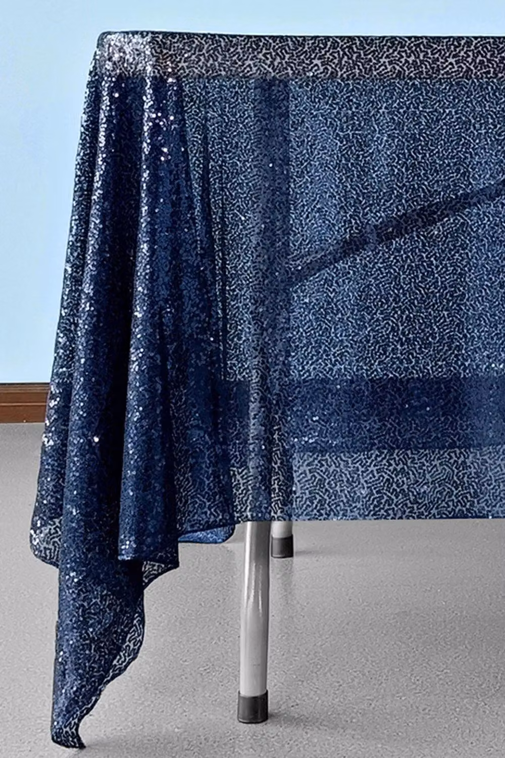 Neel Blue Square Sequin Tablecloth in Navy, W x W: 177.8 x 177.8 cm – 2
