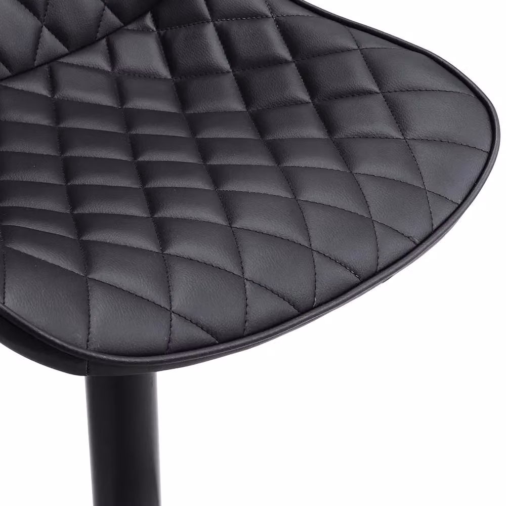 Living and Home Set of 2 Black PU Leather Diamond Lattice Swivel Bar Stools with Height Adjustment and Footrest – 7