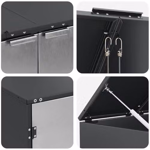 vidaXL Steel Wheelie Bin Storage for 6 Bins in Anthracite – 5
