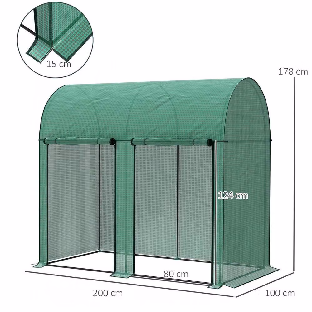 FLAVORA Green Roll-up Door Tomato Greenhouse with Plastic Covering, W/D/H: 200 x 100 x 100 cm – 2