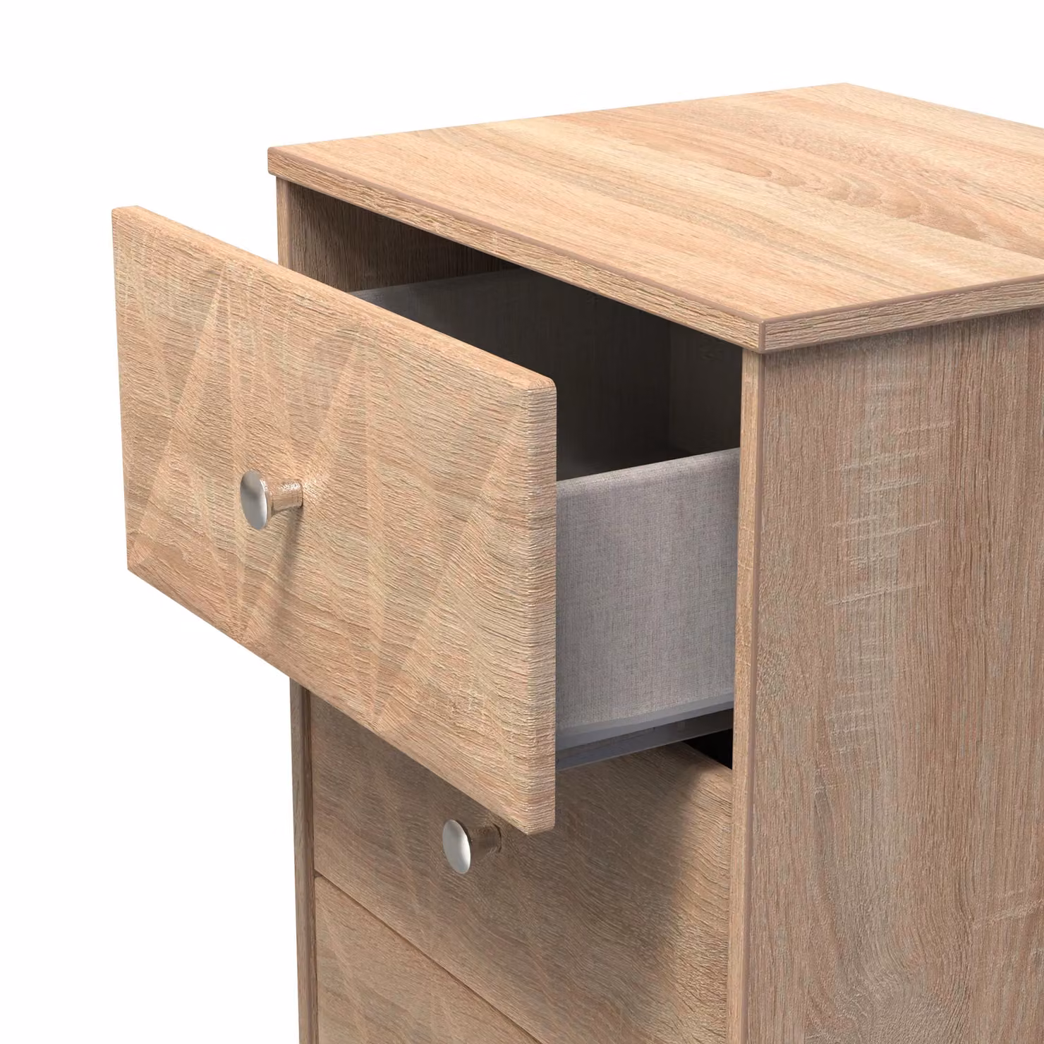 Ready Assembled 2 U Memphis 5 Drawer Tall Bedside in Light Oak – 3