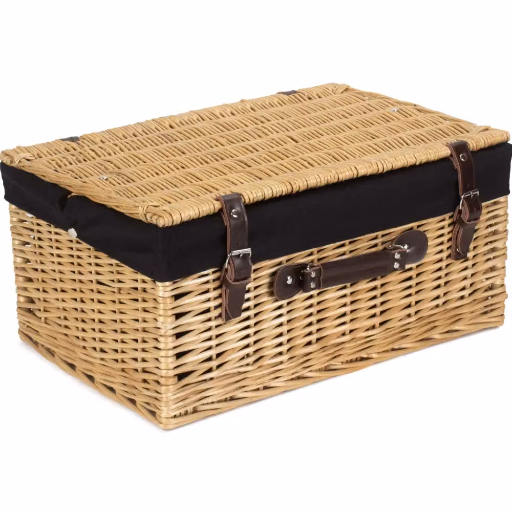 Red Wicker Picnic Basket Hamper with Black Cotton Lining, 51 cm – 2