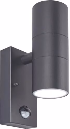 Luceco Grey Stainless Steel Exterior Up or Down Wall Light with PIR Motion Sensor, IP44, GU10