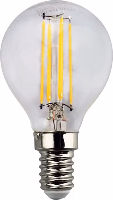 TIMELED 4W LED Golf Ball Filament Light Bulb, Transparent Glass, E14 Base