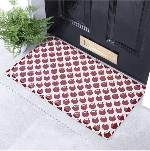 Artsy Mats Red Bauble Pattern Christmas Doormat, W/D/H: 70 x 40 cm – 1