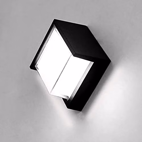 CGC Lighting Sophia Square LED Wall or Ceiling Light, Black and White, IP65 Waterproof for Garden and Terrace – 5