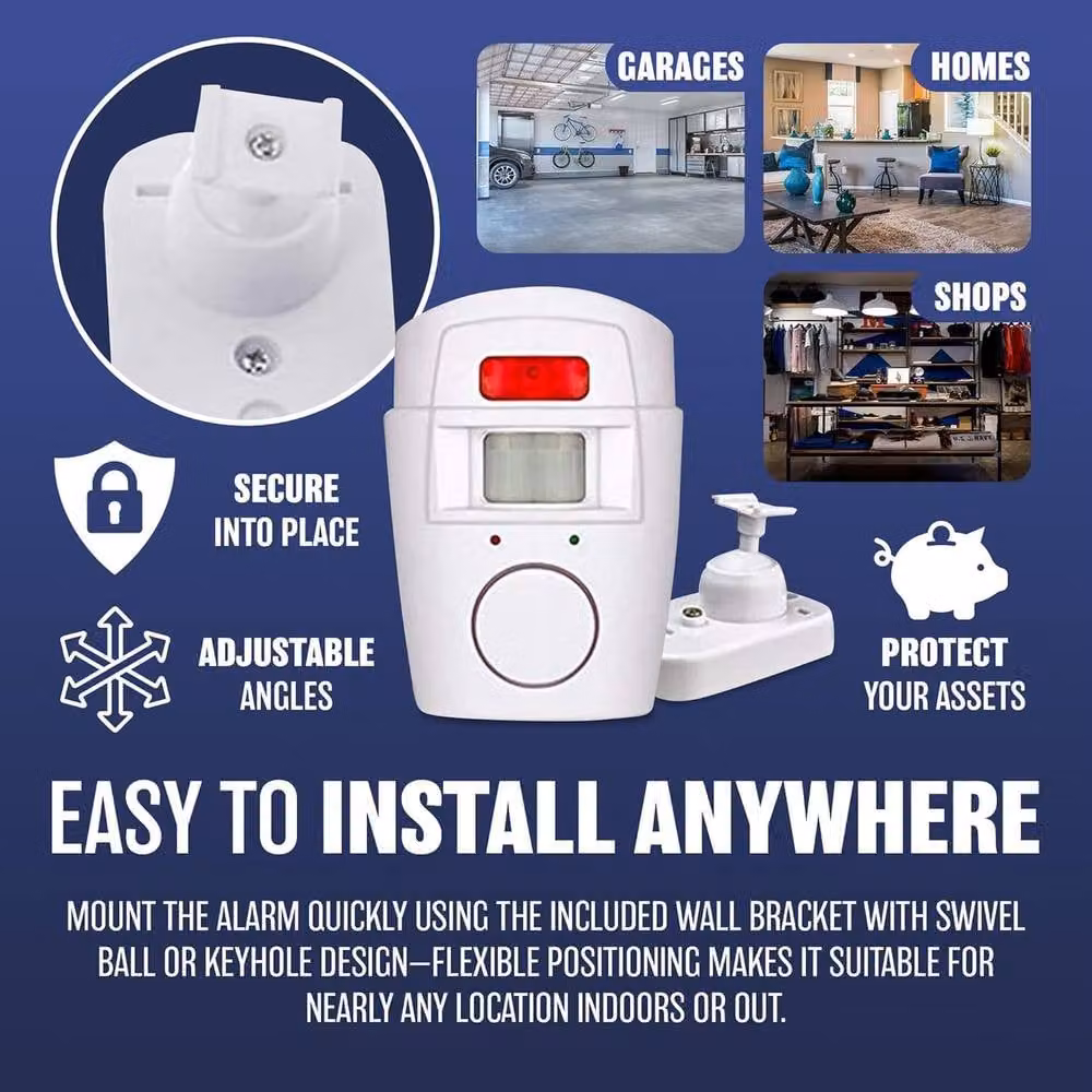 BARGAINS-GALORE Wireless PIR Motion Sensor Alarm and Alert Kit with 2 Remotes in White – 3