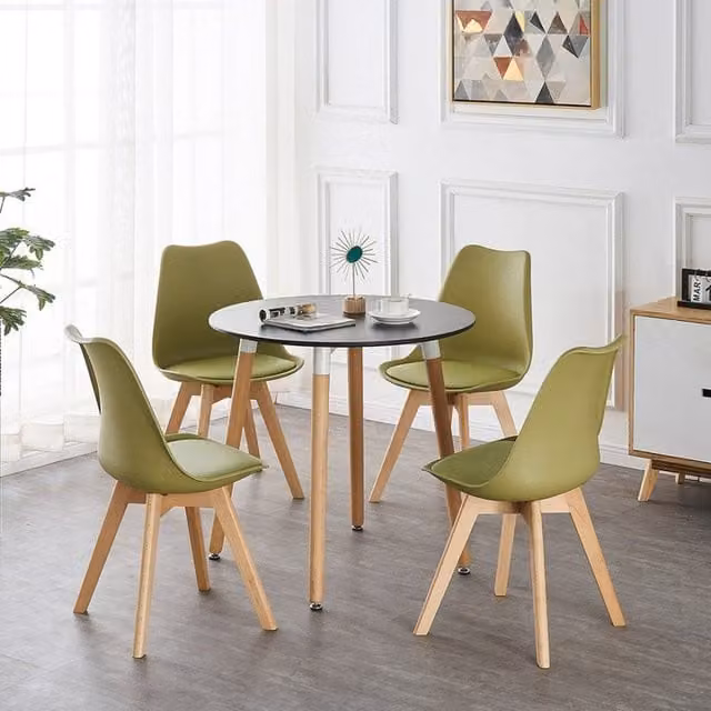 Life Interiors Lorenzo Round Dining Set with Table and 4 Chairs in Green