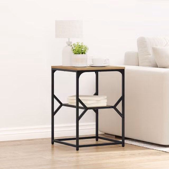 Berkfield Home Artisan Oak Side Table in Brown, W/D/H: 41 x 40 x 60 cm – 1