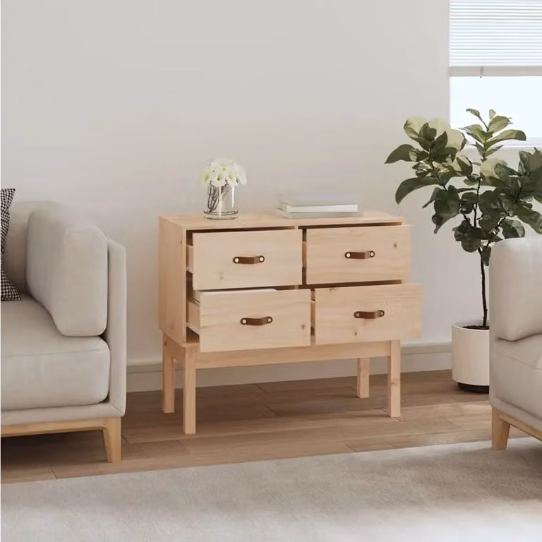 Berkfield Home Rustic Solid Wood Pine Console Cabinet in Brown, W/D/H: 90 x 40 x 78 cm