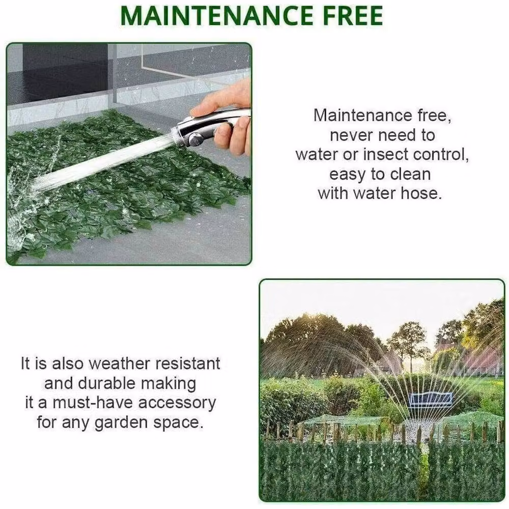 NESTLUNE Artificial Ivy Leaf Garden Fence Hedge, Green, W: 100 cm, H: 15 cm – 6