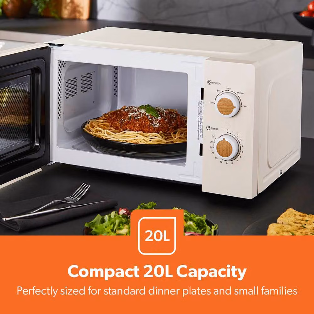Geepas NORDiQ 20L Solo Microwave Oven with 700W Power and Timer in Beige – 4