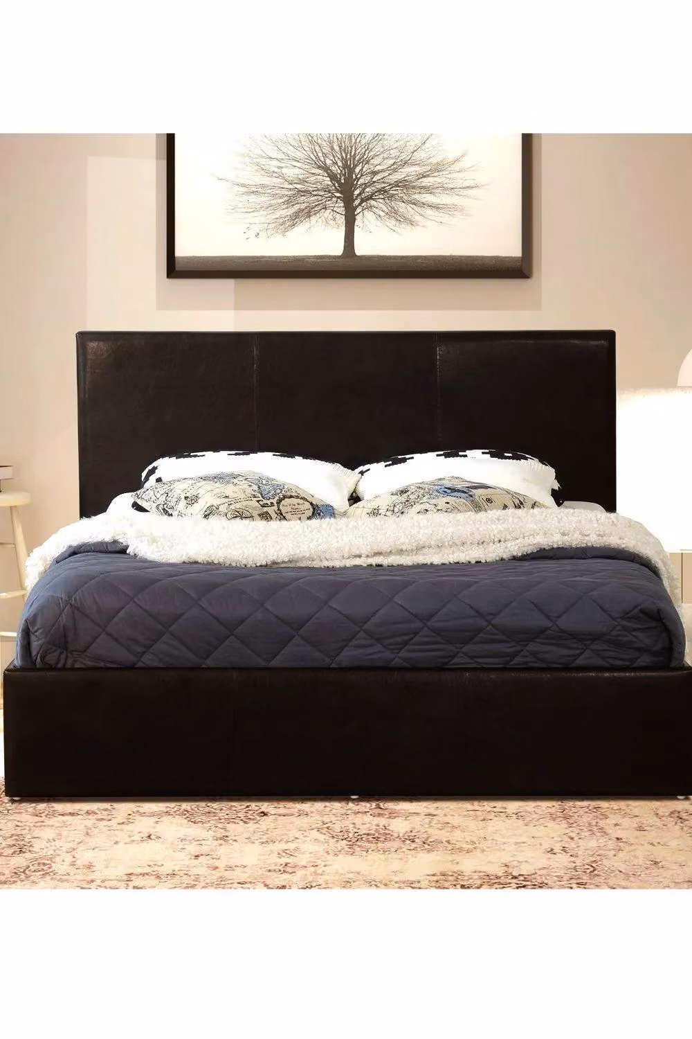 Modernique Ottoman Super King Storage Bed in Black Faux Leather with Gas Lift Base W/D/H: 180 x 200 x 89 cm – 2