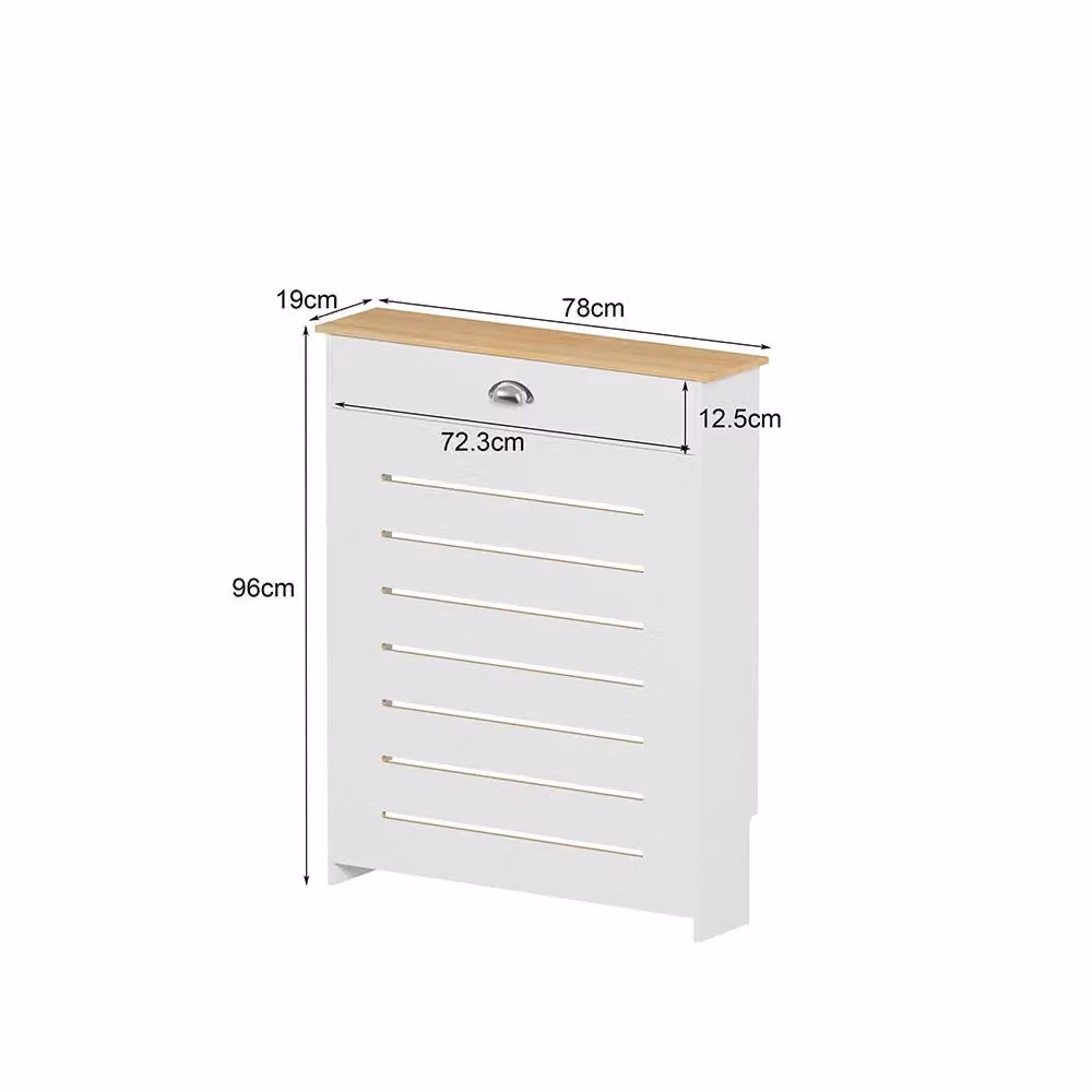 Home Source Batley Modern White MDF Radiator Cover Cabinet with Drawer and Shelf – 5