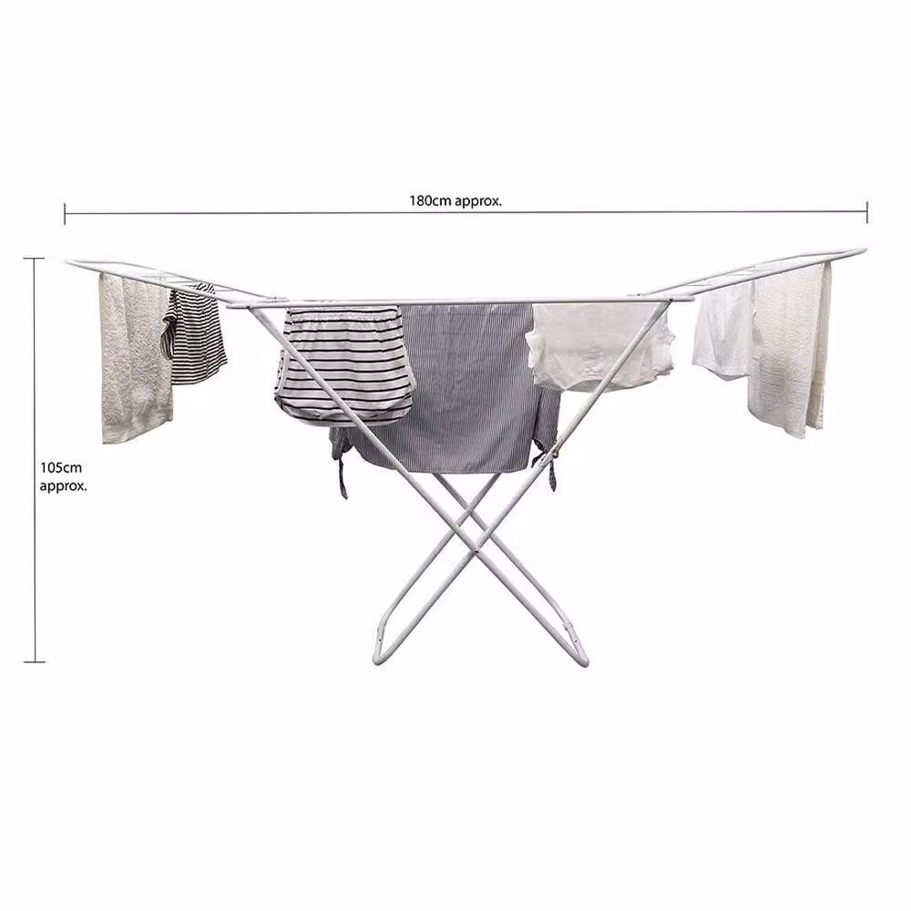 EONLION 2-Folding Winged Laundry Airer in White – 2