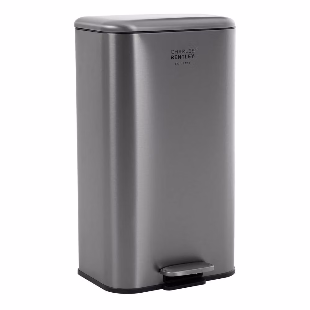 Charles Bentley 30L Slimline Rectangular Kitchen Pedal Bin in Silver Stainless Steel – 2