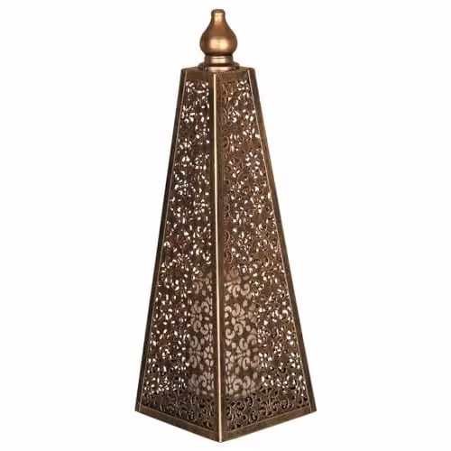 mysmartbuy Moroccan Style LED Pyramid Lantern Lamp, Bronze, H45 x W15 cm – 3