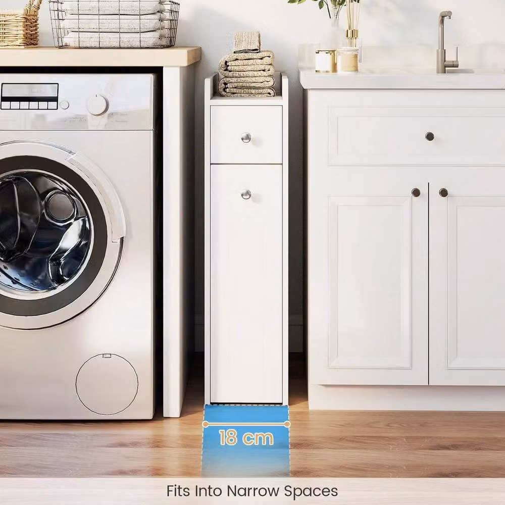 Kelvenix 4-Tier Narrow White Bathroom Toilet Side Storage Cabinet – 3