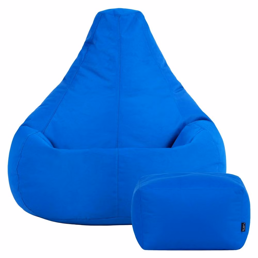 Bean Bag Bazaar Outdoor and Indoor Bean Bag with Footstool and Filling in Blue – 4