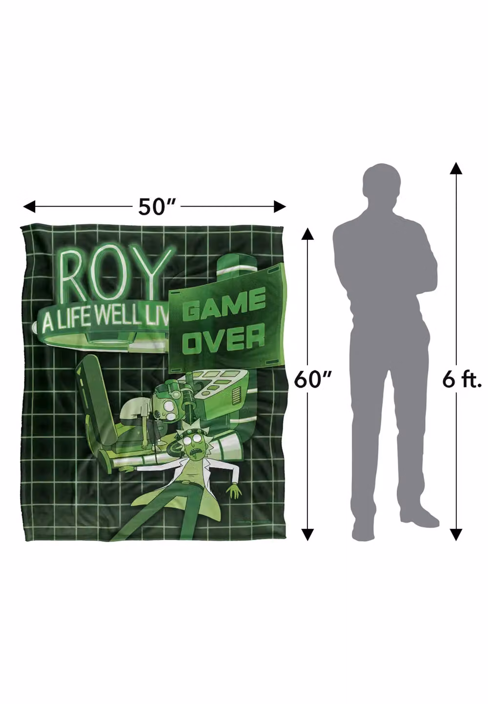Warner Brothers Rick & Morty Officially Licensed Silky Touch Super Soft Throw Blanket, White and Green, W: 152 cm, D: 127 cm – 4