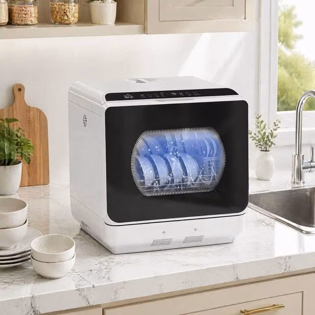 STILVORA Tabletop Dishwasher with 4 Place Settings in White