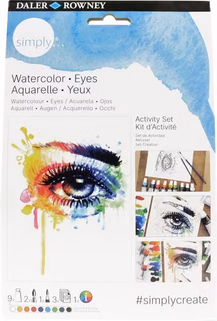 Daler-Rowney Simply Watercolour Eyes Activity Set, Multicolour