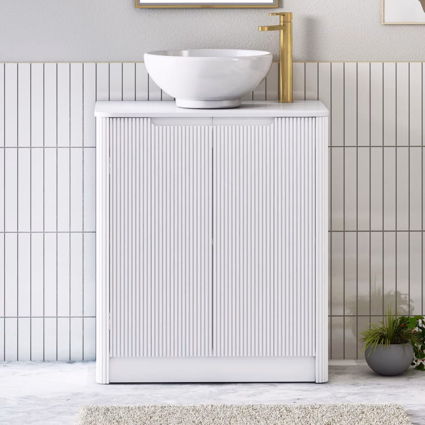 Royal Bathrooms Avenza 800mm Matt White Floor Standing 2 Door Vanity Unit with Breeze Basin and Plain White Worktop