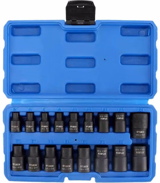 Nordara Impact E-Torx Socket Set, E5-E24, 3/8" & 1/2" Drive, 17pc, Black