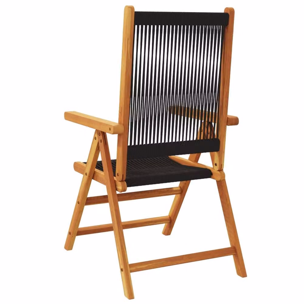 Berkfield Home Set of 6 Black Reclining Garden Chairs in Oiled Acacia Wood – 4