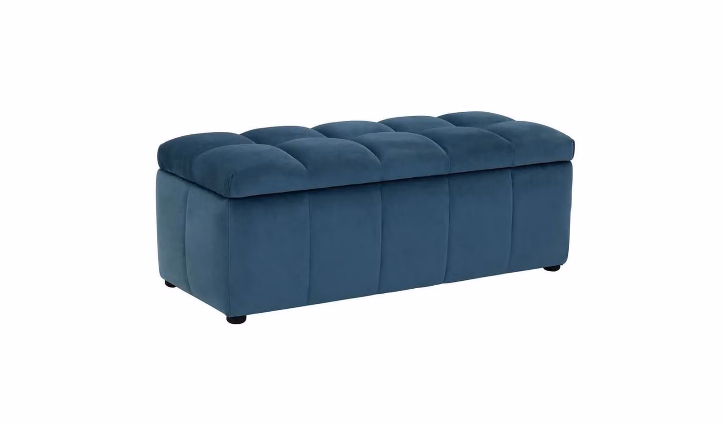 Maisie Blue Velvet Storage Ottoman W/D/H: 110 x 45 x 40 cm