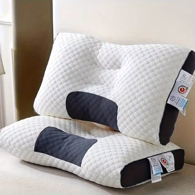 Ventryn 2-Piece Set of Soft Ergonomic Cervical Contour Massage Neck Pillows in White – 1