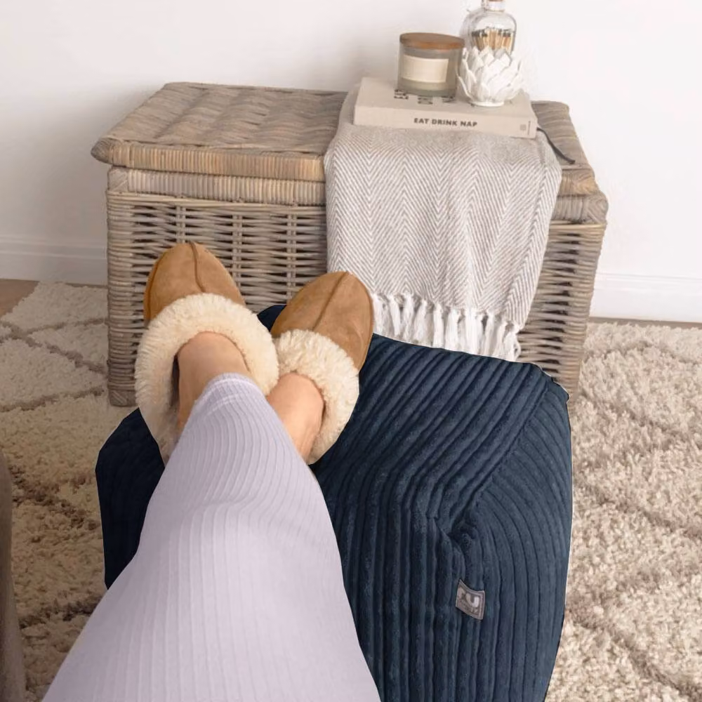 rucomfy Indoor Jumbo Cord Cube Pouffe Footstool in Navy Blue – 2