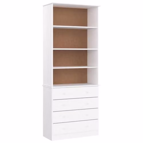 vidaXL ALTA Bookcase with Drawers in White Solid Pine Wood, W/D/H: 77 x 35 x 186.5 cm – 1