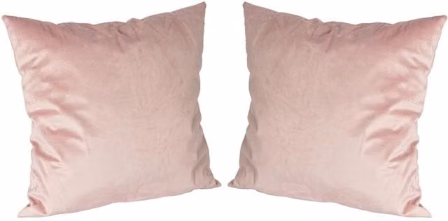 Nicola Spring Pack of 2 Pink Square Velvet Cushions, W/D/H: 55 x 55 x 55 cm