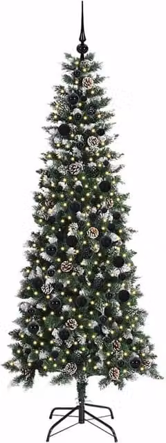 Berkfield Home Elegant Green Artificial Christmas Tree with 300 LEDs, W/D/H: 86 x 86 x 210 cm – 1